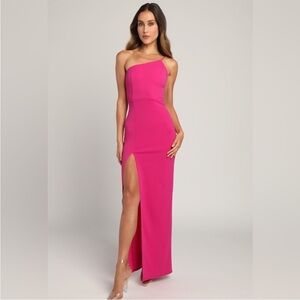 Lulu's Vibrant Pink One-Shoulder Dress